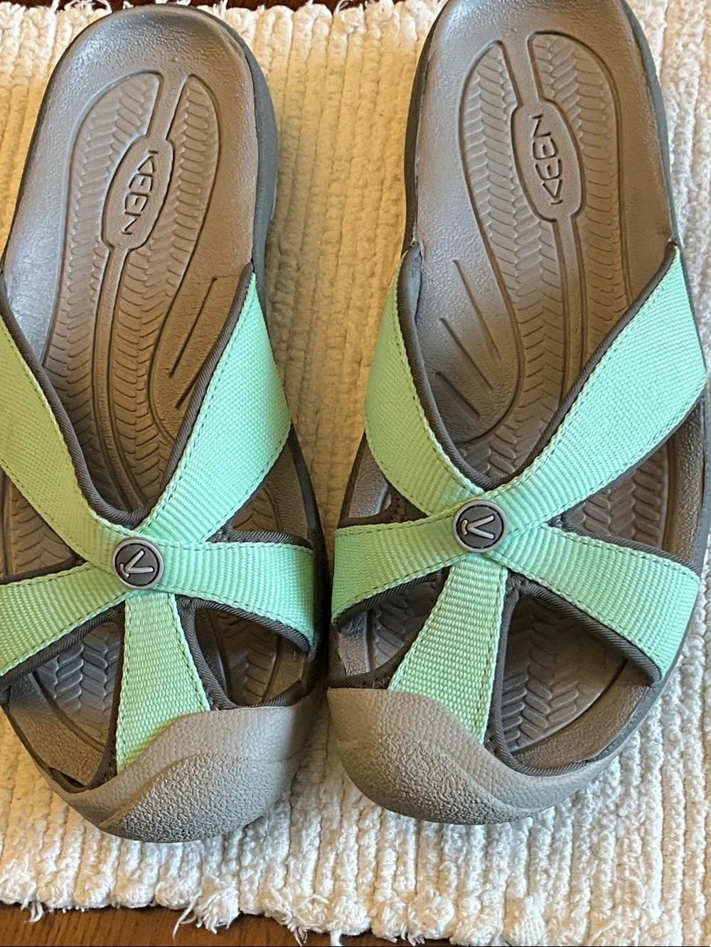 Keen Mint Green Crisscross Slip-On Sandals